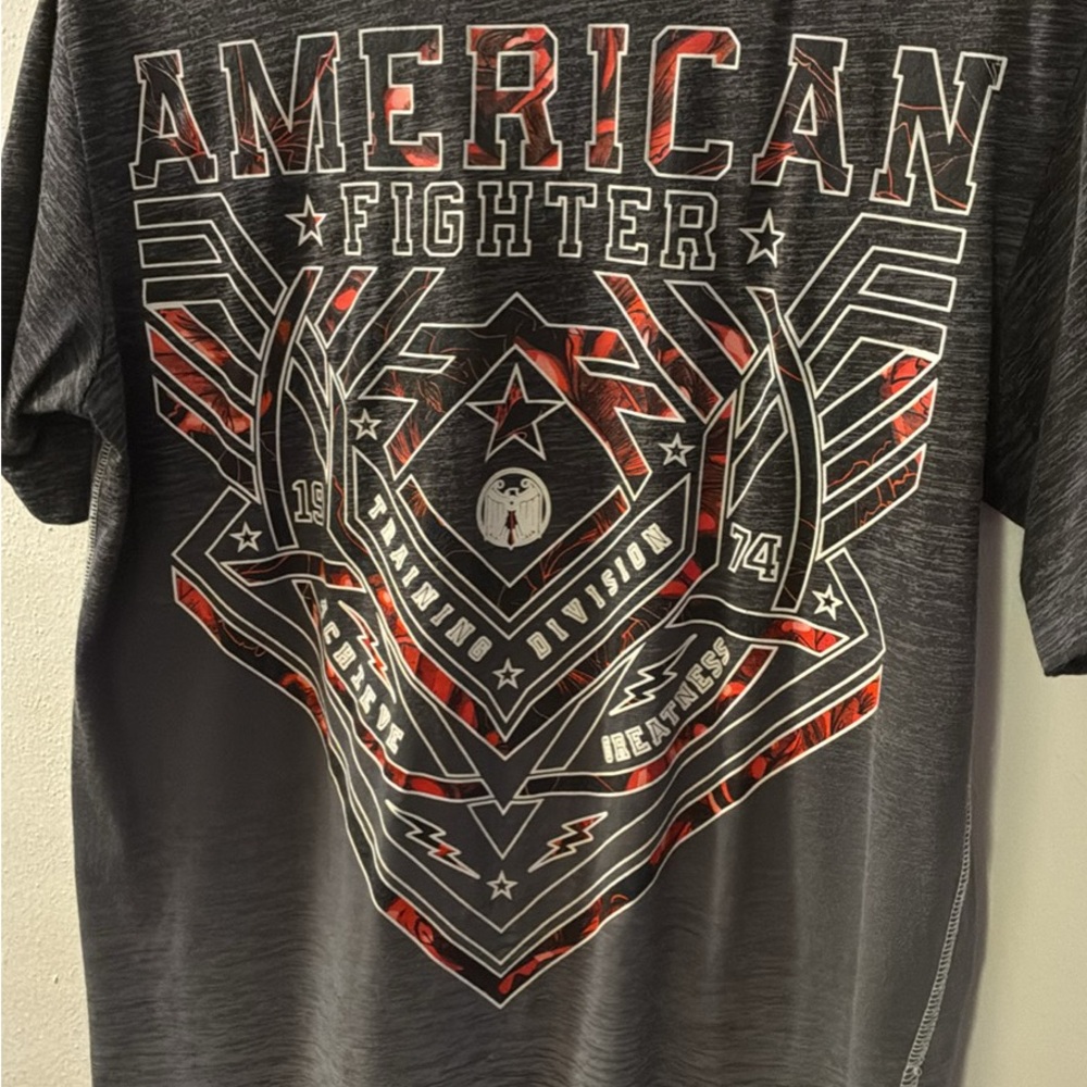 American Fighter Charcoal and Crimson Graphic Tee